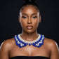 ZPB Scalloped Blue White Pearl Collar Necklace