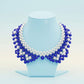 ZPB Scalloped Blue White Pearl Collar Necklace
