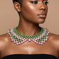 AKA Scalloped Pink Green Pearl Collar Necklace