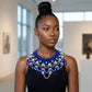 ZPB Cascading Blue White Pearl Collar Necklace