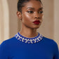 ZPB Blue and White Oval Pearl Collar Necklace