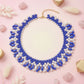 ZPB Blue and White Oval Pearl Collar Necklace