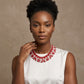 DST Red and White Oval Pearl Collar Necklace