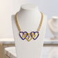 SGRHO Blue Gold Triple Heart Pendant Necklace