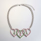 AKA Pink and Green Triple Heart Pendant Necklace
