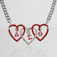 DST Red and Clear Triple Heart Pendant Necklace