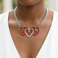DST Red and Clear Triple Heart Pendant Necklace