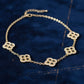 Black Encrusted Quatrefoil Motif Gold Necklace