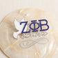 Zeta Phi Beta White Dove Rhinestone Brooch Pin