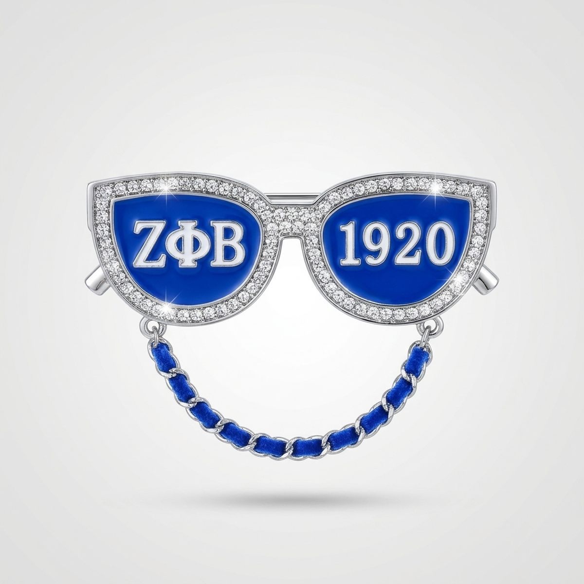 ZPB Blue 1920 Sunglasses Rhinestone Brooch Pin