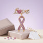 Gold Breast Cancer Love Pink Ribbon Dangle Brooch