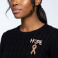 Gold Breast Cancer Hope Pink Ribbon Dangle Brooch