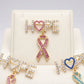 Gold Breast Cancer Hope Pink Ribbon Dangle Brooch