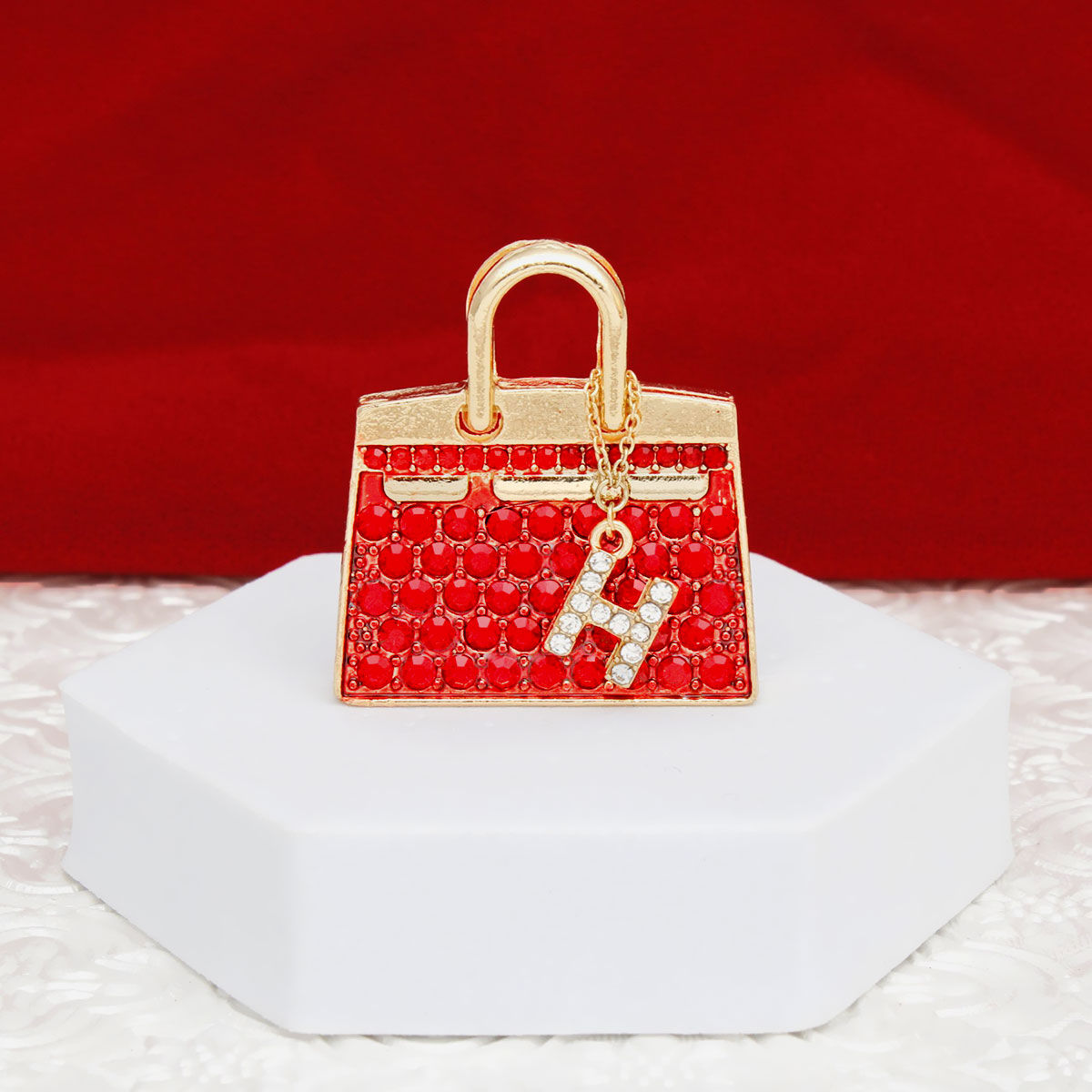 Brooch Red Mini Iconic Handbag Parisian Pin