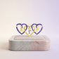 SGRHO Blue Gold Triple Heart Rhinestone Brooch