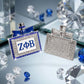 ZPB Blue and White Rhinestone Perfume Brooch