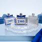 ZPB Blue and White Rhinestone Perfume Brooch