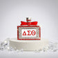 DST Red and White Rhinestone Perfume Brooch