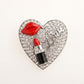 Silver Crystal Heart Red Lips Lipstick Love Brooch
