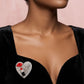 Silver Crystal Heart Red Lips Lipstick Love Brooch