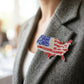USA Map Silver Rhinestone Patriotic Brooch Pin