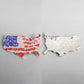 USA Map Silver Rhinestone Patriotic Brooch Pin