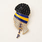 SGRHO Rhinestone Blue Gold Woman Profile Brooch