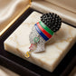 OES Rhinestone Multicolor Woman Profile Brooch