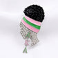AKA Rhinestone Pink Green Woman Profile Brooch
