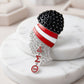 DST Rhinestone Red White Woman Profile Brooch