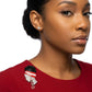 DST Rhinestone Red White Woman Profile Brooch