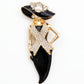 Black Breast Cancer Pink Ribbon Lady Gold Brooch