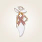 White Breast Cancer Pink Ribbon Lady Gold Brooch