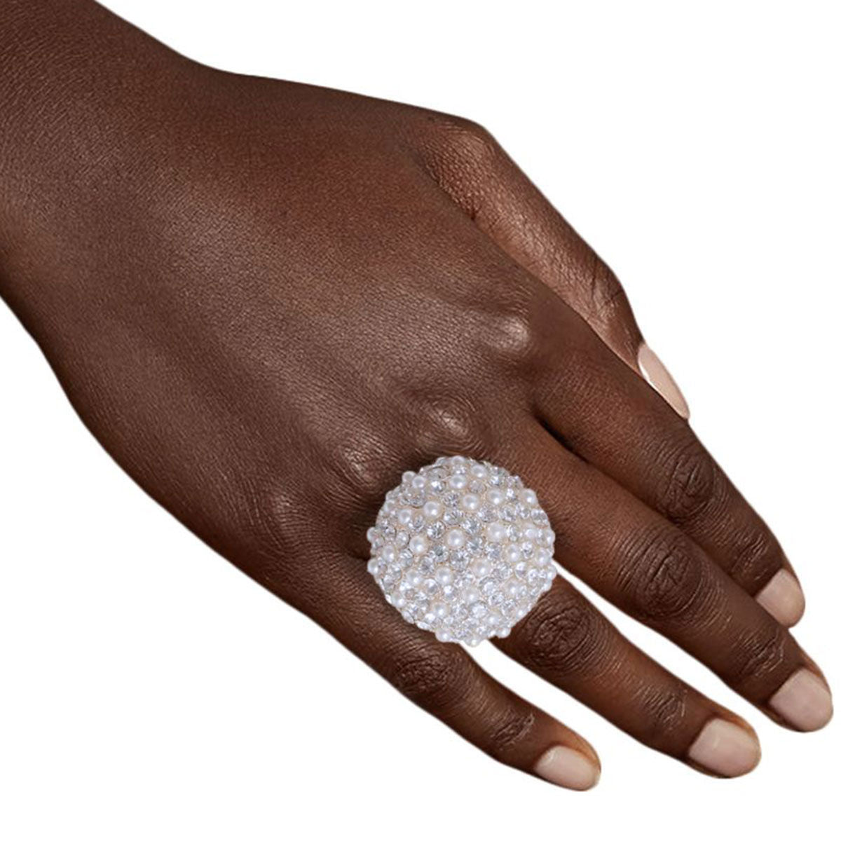 Silver Pearl Dome Stone Ring