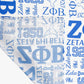 ZPB Sorority Blue and White Silky Square Scarf 70 cm