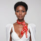 DST Sorority Red and White Silky Square Scarf 70 cm