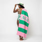 AKA Pink and Green Microfiber Stripe Beach Towel