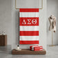 DST Red and White Microfiber Stripe Beach Towel