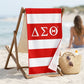 DST Red and White Microfiber Stripe Beach Towel