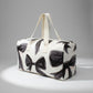 Travel Bag Cream Quilted Pretty Black Bow Duffel