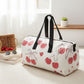 Travel Bag Cream Quilted Red Cherry Duffel