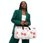 Travel Bag Cream Quilted Red Cherry Duffel