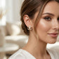 Stud Parisian Gold Double C Pearl Stone Earrings