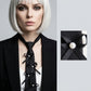 Black Pearl Ribbon Bow Necktie Necklace