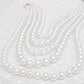 Pearl Long Layered 5 Strand White Necklace Women