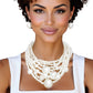 Pearl Cream Old Hollywood Layered Chunky Necklace