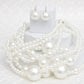 Pearl Cream Old Hollywood Layered Chunky Necklace