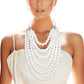 Pearl Long Layer 6 Strand White Chunky Necklace