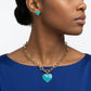 Turquoise Heart Pendant Gold Oval Chain Necklace
