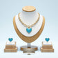 Turquoise Heart Pendant Gold Oval Chain Necklace